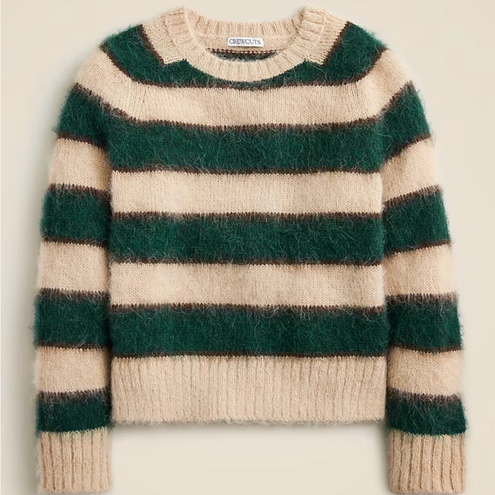 NWT Crewcuts Boys Tan and Dark Green Striped Sweater
